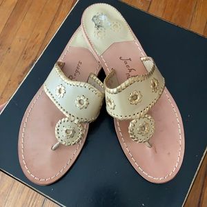 Jack Rogers 1960 tan and gold sandals 10.5